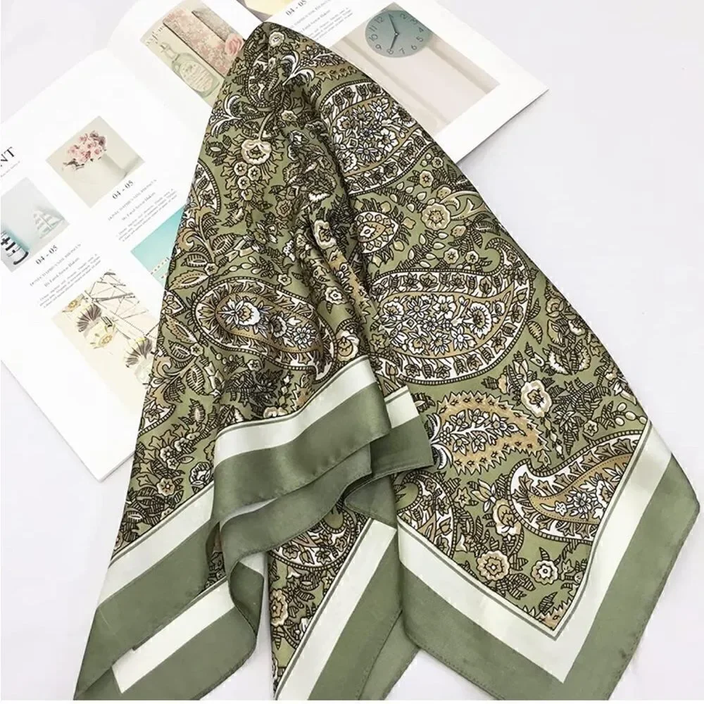 Paisley Green Silky Scarf